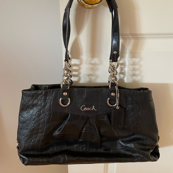 Black Coach Leather Bag - Picture 1 of 6